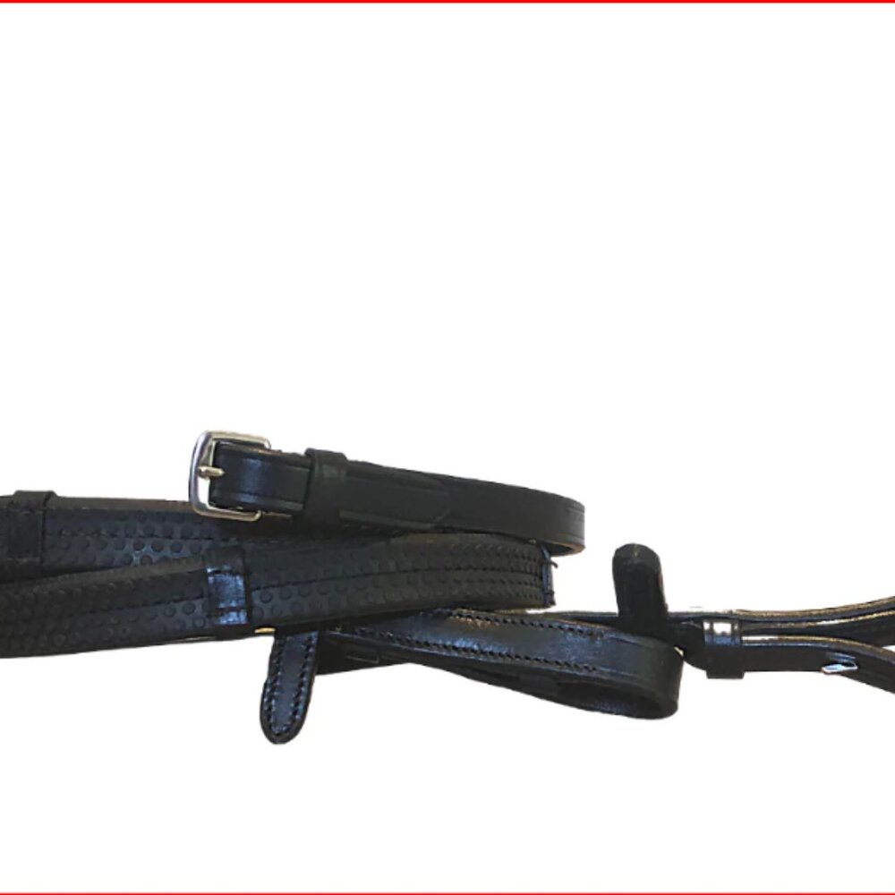 NWT. Leather & Rubber Grip Reins (Flat) - Brown (Silver fittings)